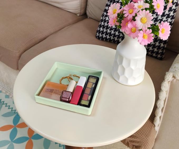 Small Square Tray (5.9 inch) 3 Pack, Durable Green Tray for Desserts & Organization, Lightweight for Coffee, Drinks, Party, Seasoning, Perfume and Display.