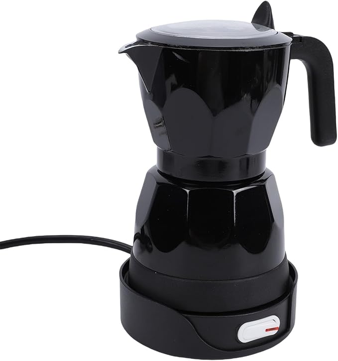 Electric Espresso Coffee Maker, 3 Cup Aluminum Italian Coffee Pot, Electric mokas Pot, Cuban Coffee Maker, Portable Mocha Pot Espresso Maker, Coffee Machine mokas Maker (Black)