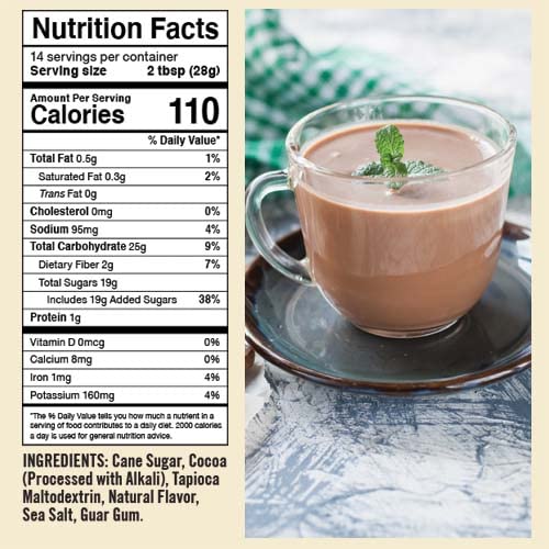 Castle Kitchen Marvelous Mint Dark Chocolate Hot Chocolate - Dairy-Free, Vegan Premium Hot Chocolate Mix - Just Add Water - 14 oz (Pack of 2)