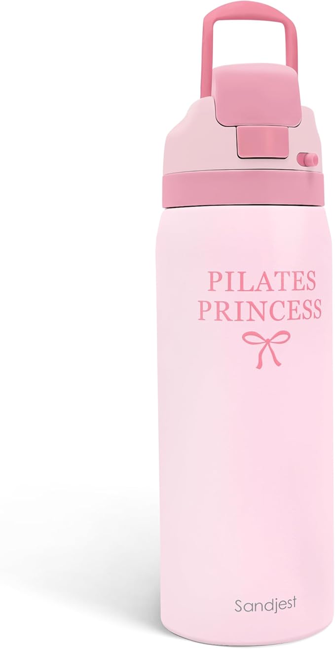 Pilates Insulated Stainless Steel Water Bottle with Straw for Sports and Travel, Pilates Princess, 32oz, Gifts for Women Workout Pilates Lover Birthday Christmas