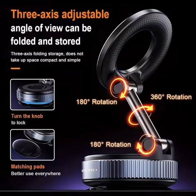 DashDok for Magsafe Car Mount Magnetic Phone Holder for Car Phone Holder Mount Dash Mounted Holders Cell Phone Holders for Your Car Accessories for Women Men for iPhone 17 16 15 14 (Black)