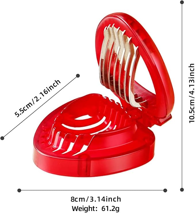 2 PCS Strawberry Slicer, Strawberry Fruit Cutter Slicer Kitchen Gadget Set, Kids Egg Slicer, Fruit Slicing Tool with Stainless Steel Blade