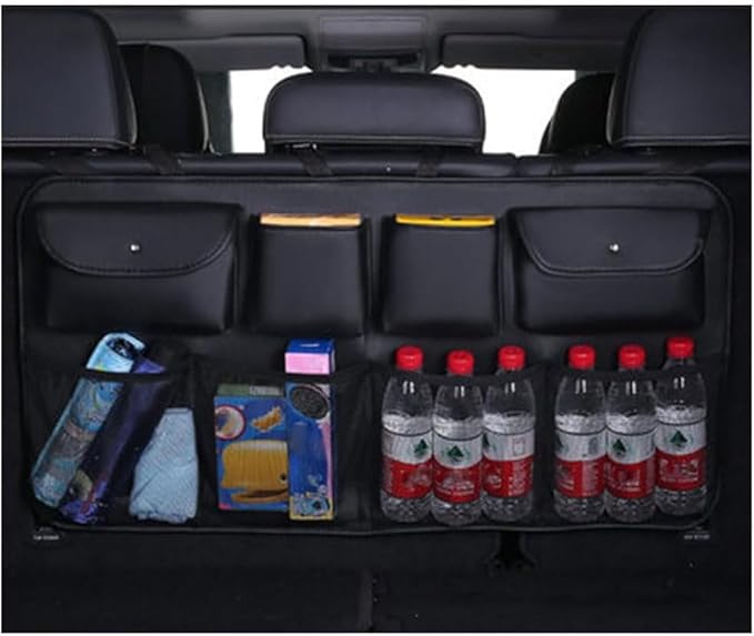 Trunk Organizer for Volvo XC90 XC70 XC60 XC40 V90 V70 V60 V40, Vehicle Hanging Back Seat Boot Bag Car Leather Cargo Storage Bags Waterproof Multifunction Accessories,A/Black
