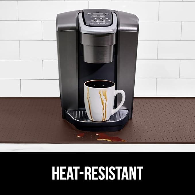 GORILLA GRIP Silicone Coffee Mat, Espresso Machine Bar Accessories, Keep Kitchen Counters Clean, Stays in Place, Waterproof and Heat Resistant Dish Drying Mats, Home Decor Essentials, 11.5x18.7, Brown