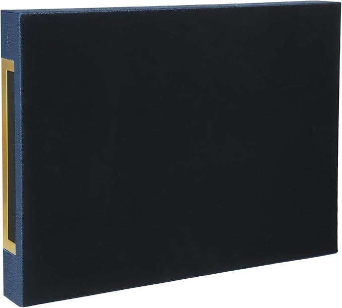HofferRuffer Faux Leather Serving Tray with Gold Metal Handles, Stylish Decorative Tray Organizer for Coffee Table, Ottoman, Home Decor and Serving (Blue Shagreen, 16.2" x 12.2" x 2")