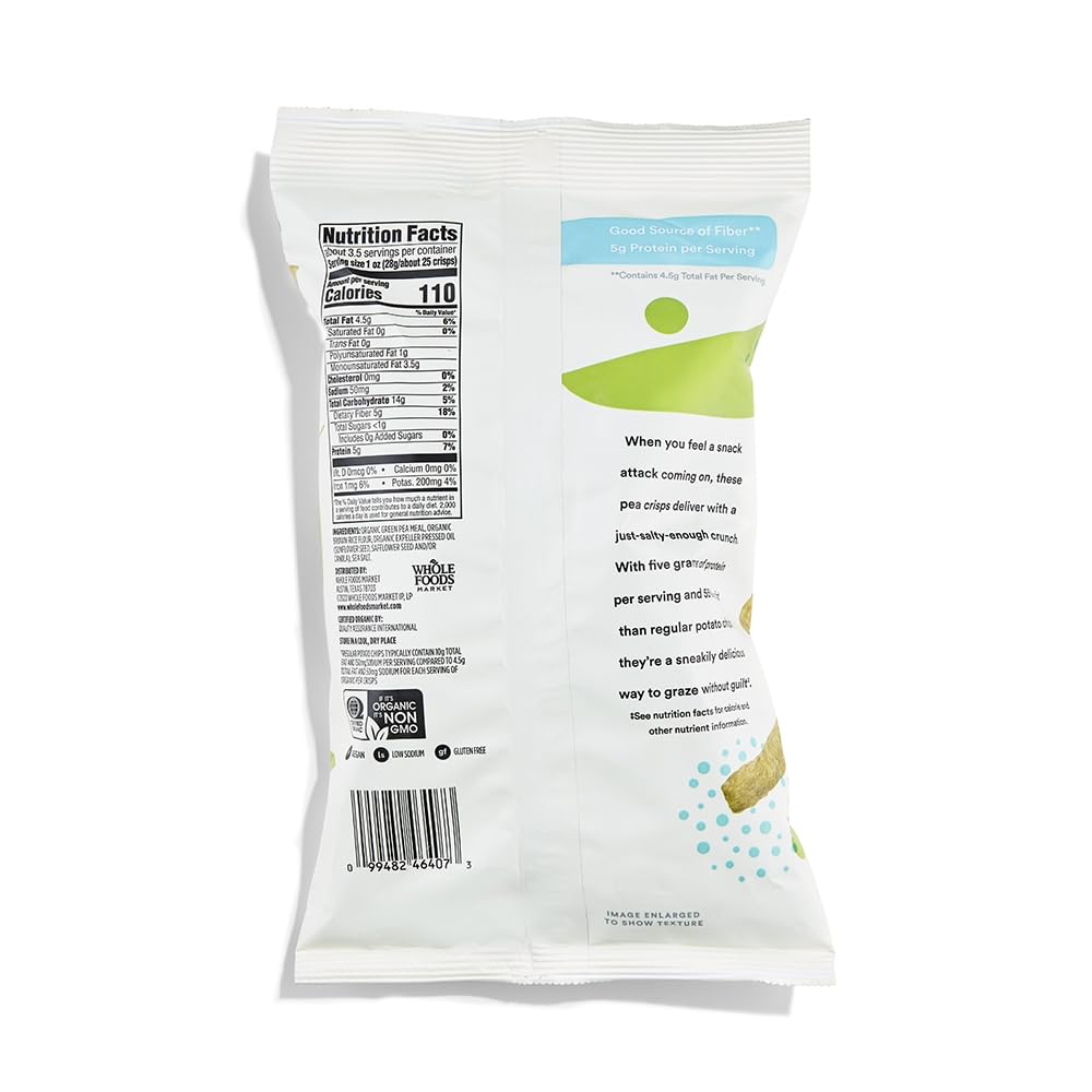 365 by Whole Foods Market, Organic Lightly Salted Pea Crisps, 3.3 oz