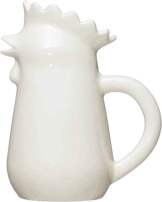 Creative Co-Op 5.25" H Chicken Shaped Stoneware Creamer Pitcher, White, DF2767, DF2767, DF2767, DF2767