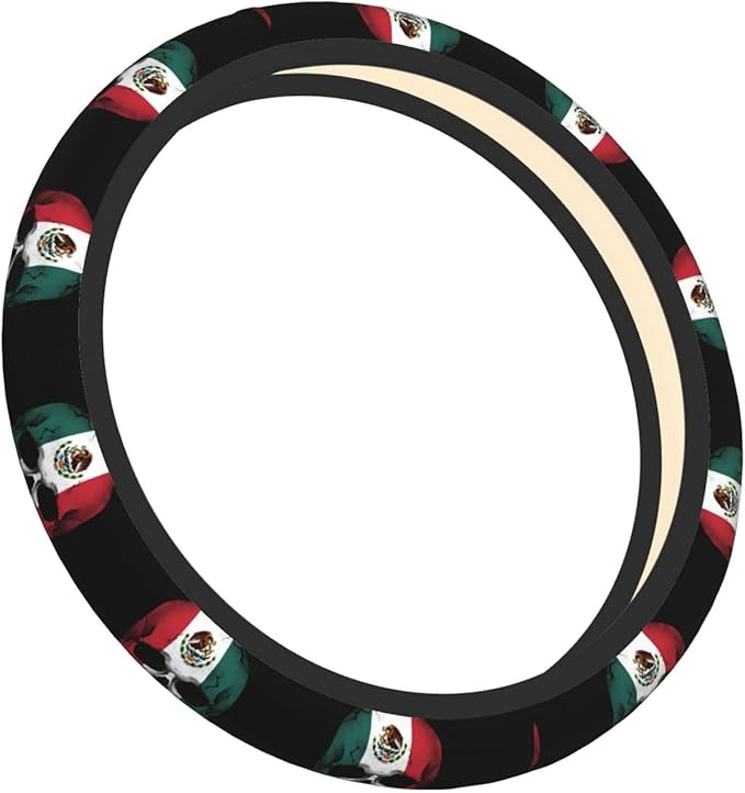 Neoprene Steering Wheel Cover Mexican Flag Skull Car Steering Wheel Cover Universal Fit for Most Cars