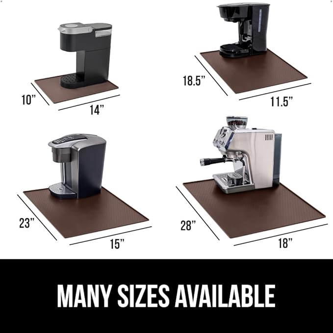 GORILLA GRIP Silicone Coffee Mat, Espresso Machine Bar Accessories, Keep Kitchen Counters Clean, Stays in Place, Waterproof and Heat Resistant Dish Drying Mats, Home Decor Essentials, 11.5x18.7, Brown