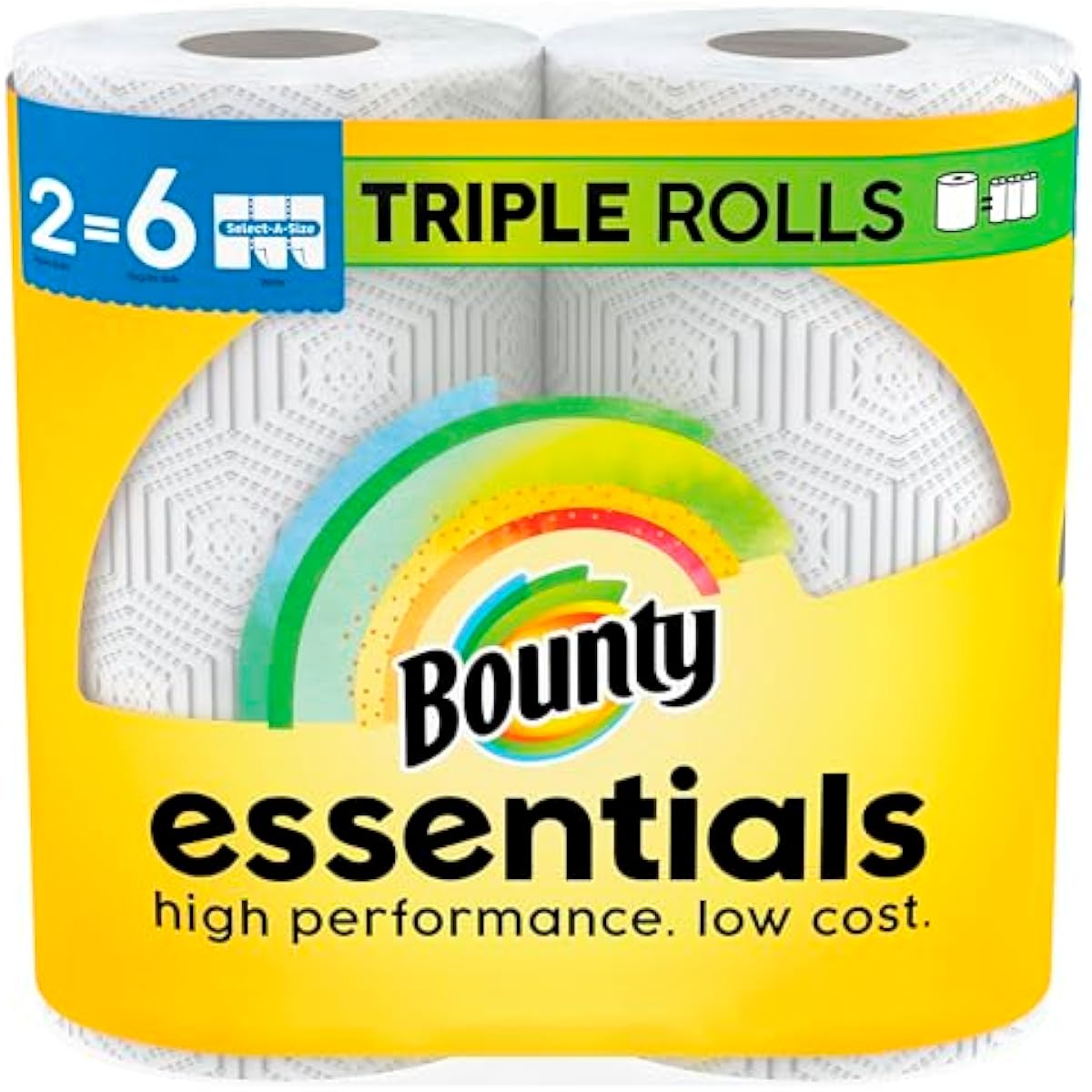 Bounty Essentials Select-A-Size Paper Towels, White, 2 Triple Rolls = 6 Regular Rolls (Packaging May Vary)