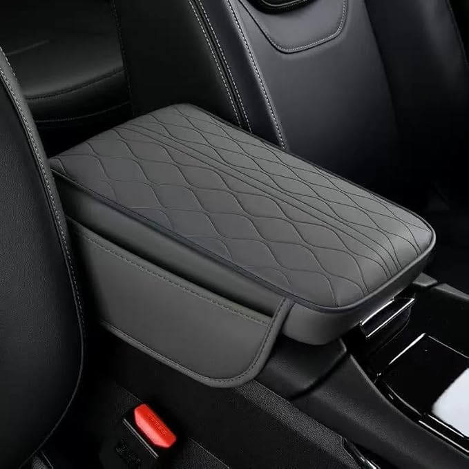 1 Pack Car Center Console Cover Custom Fit for Jeep Grand Cherokee Trackhawk 2018 2019 2020 2021, Leather Memory Foam Armrest Cushion Protector, Anti-Scratch Durable Armrest Pad,Grey