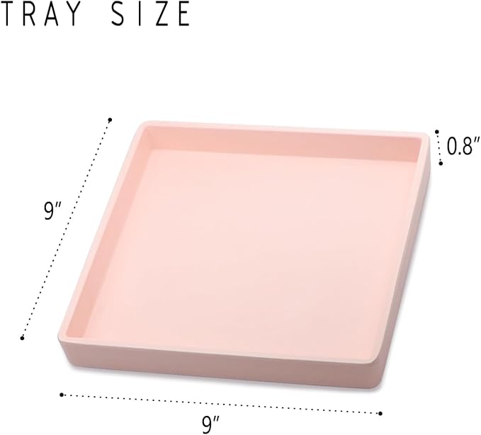 Small Square Tray (9 inch) 3 Pack, Durable Pink Tray for Desserts & Organization, Lightweight for Coffee, Drinks, Party, Seasoning, Perfume and Display.