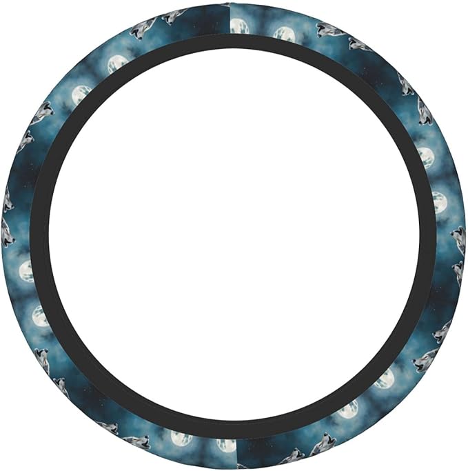 Wolves Howling?Moon Neoprene Steering Wheel Covers Women Men Car Accessories, Universal 15 Inch Fit Auto, Suvs, Truck