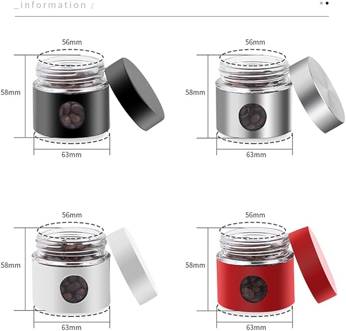 Coffee Canister Travel Jar, Mini Airtight Stainless Steel and Glass Food Storage Container Great for Coffee Bean and Coffee Grounds- White, 1.4 OZ