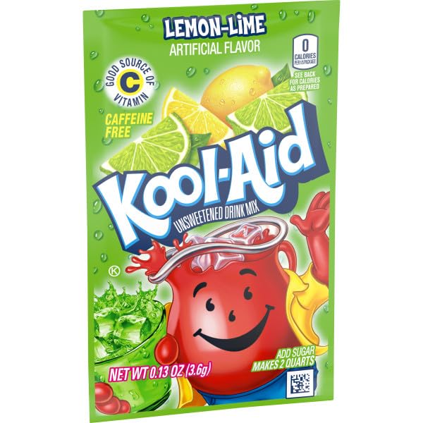 Kool-Aid Soft Drink Mix, Unsweetened, Lemon-Lime, 13OZ (Pack of 192)