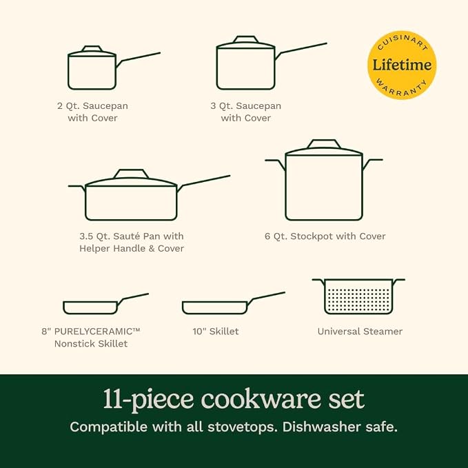 Cuisinart 11-Piece Matte Black Elegance Cookware Set, MBK89-11