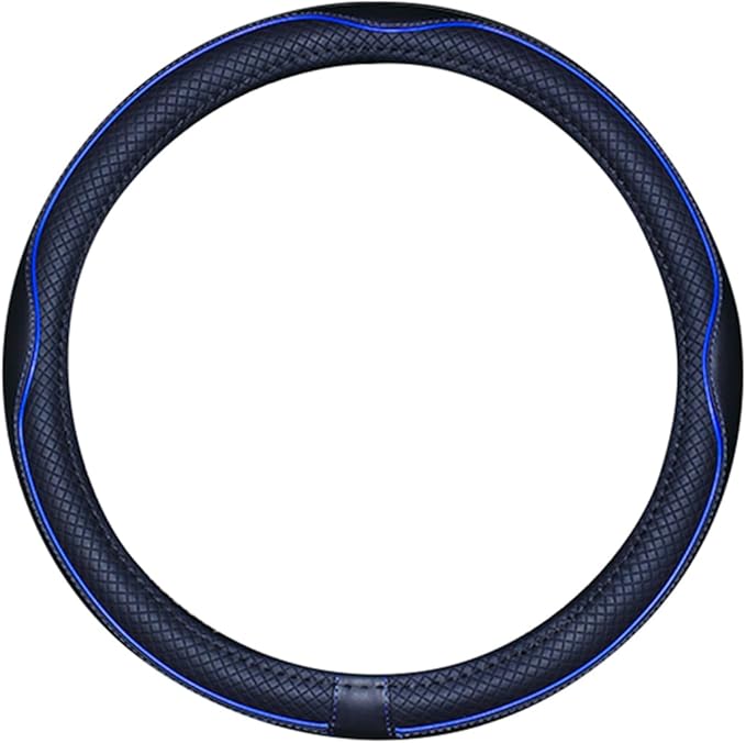 Mayco Bell Small Size Steering Wheel Cover Anti-Slip,Safety,Soft,Breathable,Durable,Full Surround,Comfortable Grip Microfiber Leather (14-14.25 inch,Black Dark Blue)