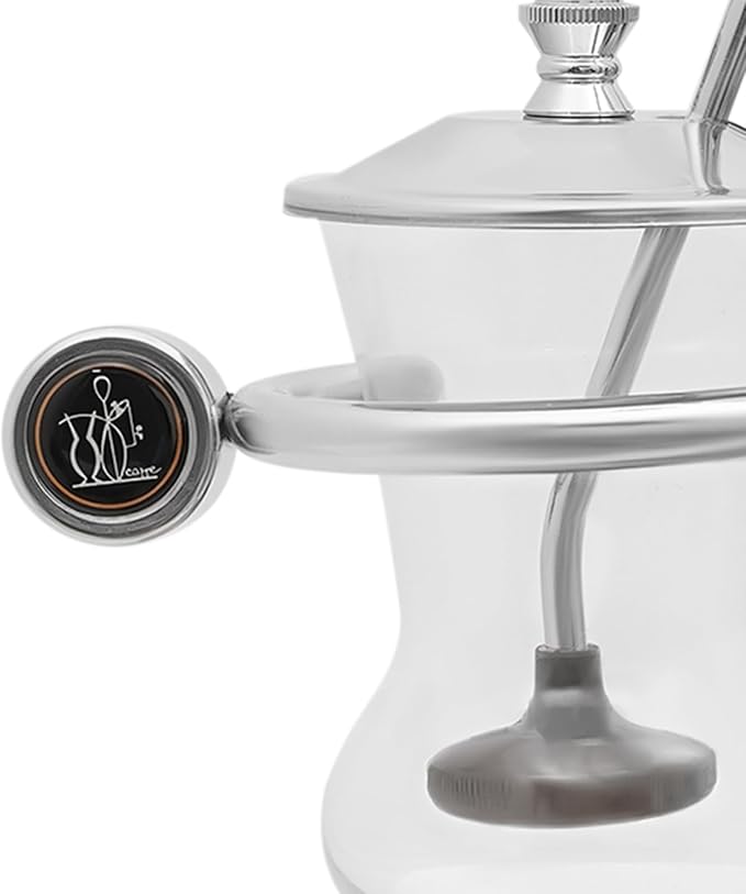 Balance Siphon Coffee Maker, 13.53OZ Manual Vintage Coffee Brewer, Belgian Family Balance Siphon Coffee Maker with Wooden Base for Home, Kitchen, Coffee Shops (Sliver)