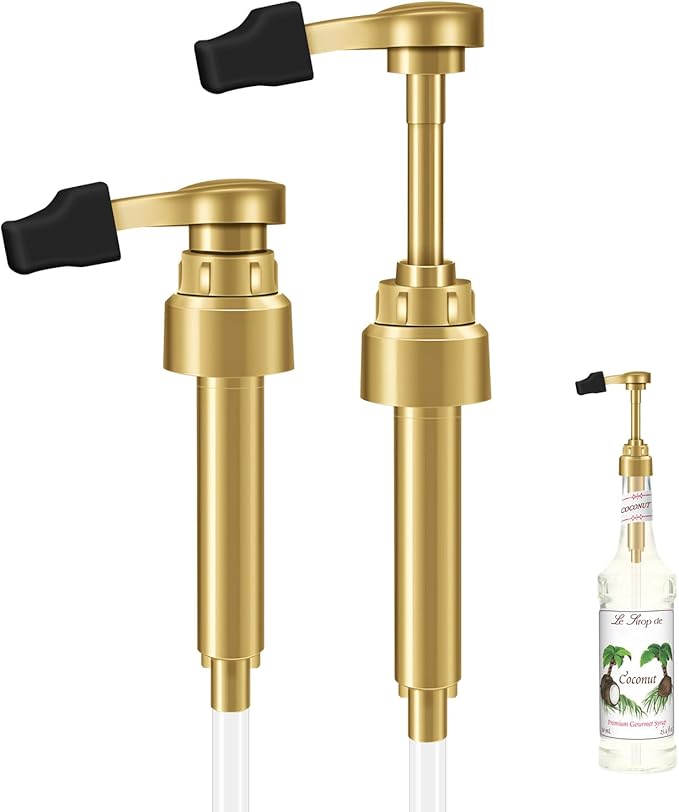 2 Golden Syrup Pump Heads, Exclusively Compatible with Glass 750 ml (25.4 fl oz) Bottles (2-Pack), Featuring Pointed Cap