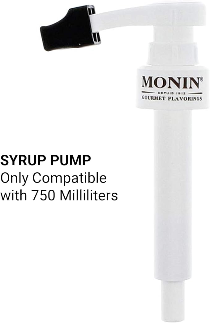 Monin - Syrup Pump, Exclusively for 750ml (25.4 fl oz) Glass Bottles | Mess-Free Dispensing + Tip Cover Included (White)