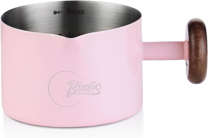 Bincoo Espresso Measuring Cup 90ml/3oz- Stainless Steel Coffee Dosing Cup with Handle & Scale,Perfect for Espresso Extraction & Coffee Beans, Barista Accessories for Coffee Lovers