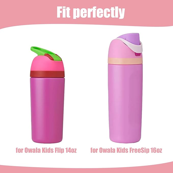 Mity rain 2PCS Protective Boot Compatible with Owala Kids Water Bottle 16 oz &14 oz, Silicone Boot Accessories for Owala Kids FreeSip 16oz & Flip 14oz (Pastel Pink)