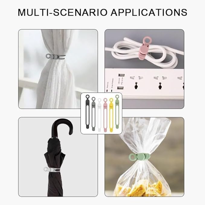 Silicone Cable Ties, 12pcs Reusable Data Cable Organizer, Multipurpose Elastic Wire Organizer Ties for Bundling and Fastening Earphone, Phone Charger