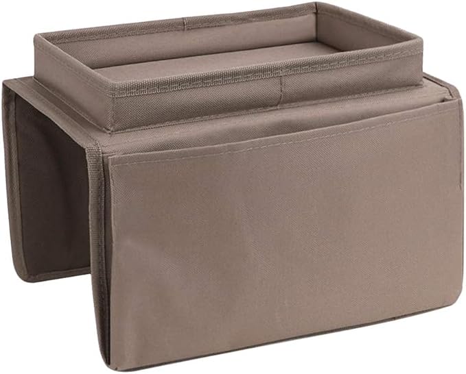 Sofa Armrest Organizer with Cup Holder No-Slip Couch Sofa Armrest Organiser Couch Remote Caddy Control Holder with 1 Large Pockets and 3 Small Pockets for TV Remotes Cellphone Magazines Ipad Drinks