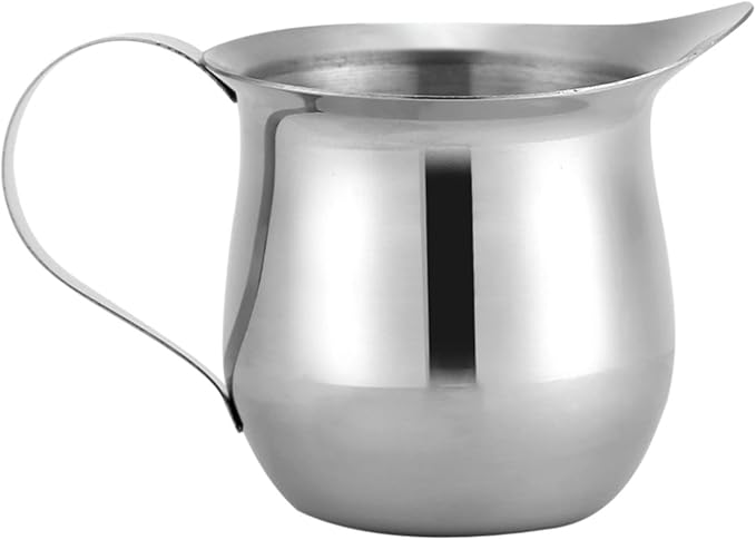 Joyzan Stainless Steel Bell Creamer, Espresso Shot Frothing Pitcher Cup Handle 8oz Serving Cream Pouring Spout Jug Coffee Latte Tea Milk Jam Maple Syrup Sauce Salad Dressing Restaurant Kitchen Art