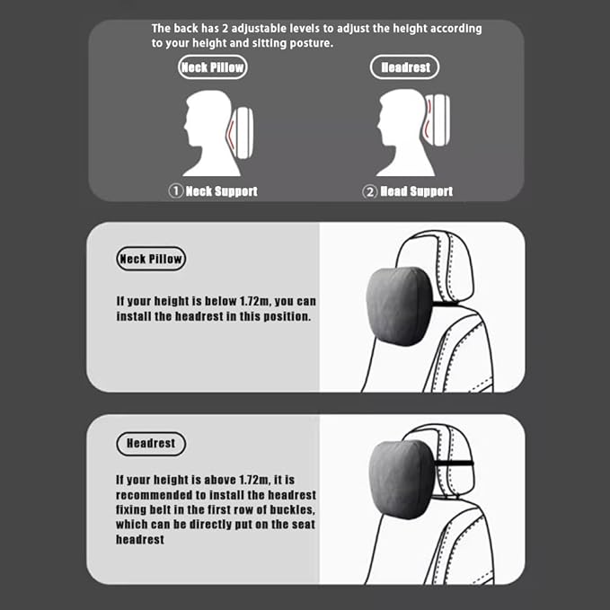 Car Headrest Pillow for Mercedes Benz GLS/AMG X167 X166 SUV 5-Seats Car Seat Lumbar Pillow Car Headrest Pillow Car Seat Neck Break Cushion Head Support Rest Pillow Accessories