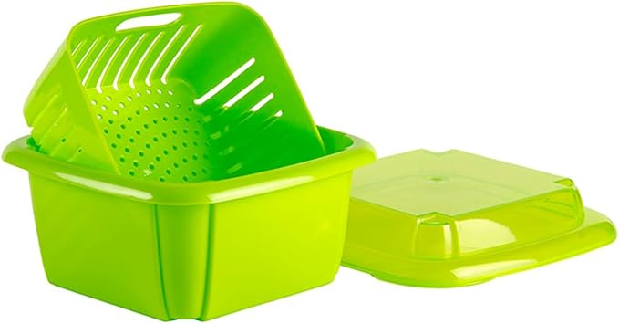 Hutzler 3-in-1 Berry Keeper Colander and Container, Keeps Berries Fresh Longer, 2 Pints, Green