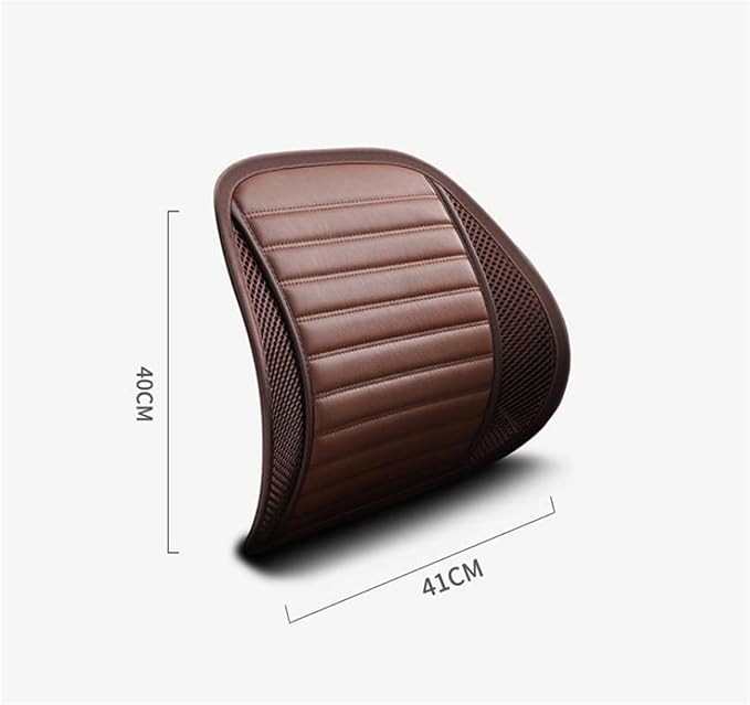 Leather Lumbar Support Seat Cushion with Mesh Breathable Car Seat for Lower Back Pain, Ergonomic Backrest for Office Chairs Car(Beige)