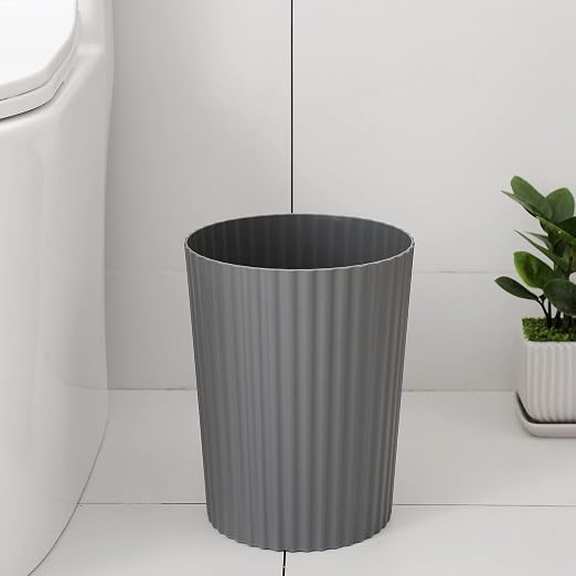 JiatuA Small Trash Can Plastic Wastebasket Round Garbage Container Bin for Bathroom, Kitchen, Bedroom, Home Office, College Dorm, Dark Grey 2 Pack