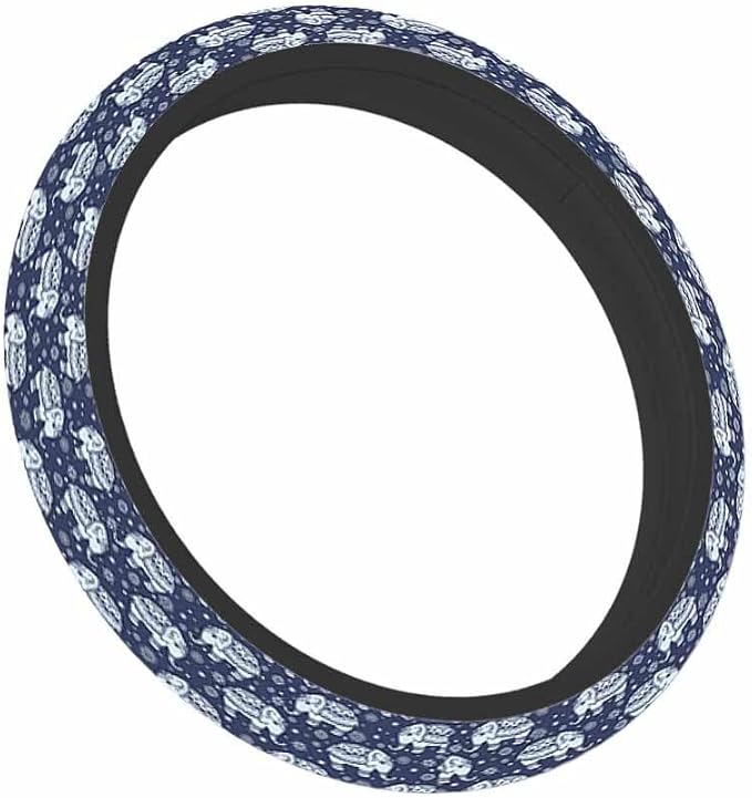 Elephant Car Steering Wheel Cover Ethnic Indian Background in Retro Colors Steering Wheel Cover Car Decor Suitable for Most Vehicles Including Trucks and SUV