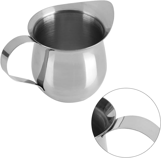 Joyzan Stainless Steel Bell Creamer, Espresso Shot Frothing Pitcher Cup Handle 8oz Serving Cream Pouring Spout Jug Coffee Latte Tea Milk Jam Maple Syrup Sauce Salad Dressing Restaurant Kitchen Art