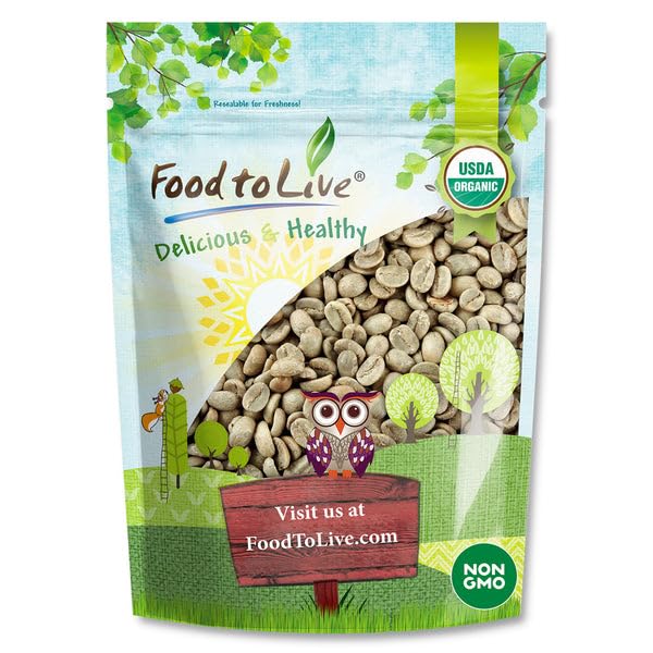 Food to Live Organic Nicaragua Arabica Green Coffee Beans, 5 Pounds – Whole, Unroasted, Washed Bean. Fresh Crop. No-GMO, Vegan, Bulk