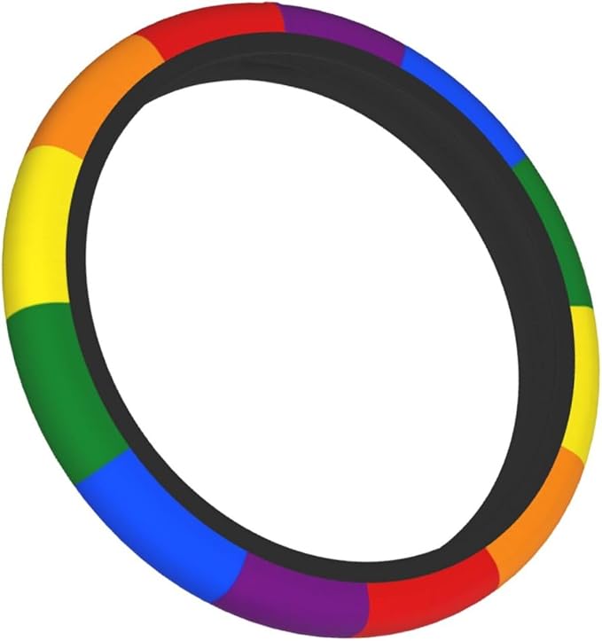 Gay Pride Steering Wheel Cover for Women Men Girls Car Accessories Decor Anti-Slip Neoprene Auto Steering Wheel Covers Protector Universal 15 Inch
