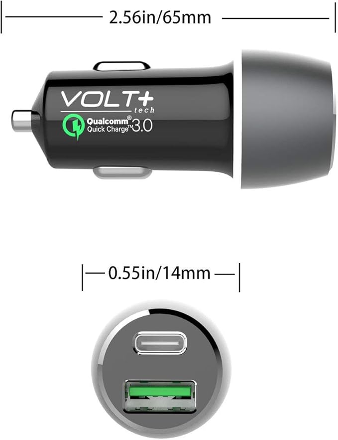 PRO 33 Watt Car Kit Compatible with Kyocera Cadence LTE Plus Data, Durable Quick Adaptive Fast Charging Dual USB-C/MicroUSB Long 4ft Cables