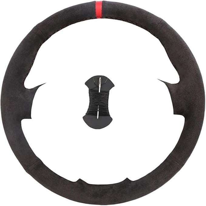 Custom Microfiber Leather Steering Wheel Cover fit for 1998-2005 206, 206 SW, 206 CC - Slip-On Design(C-Black thread)