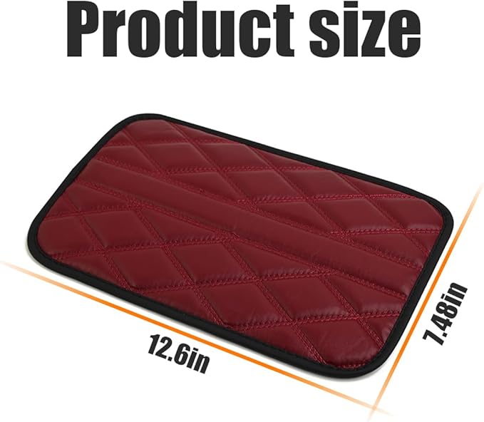 Car Center Console Cushion Pad, Leather Waterproof Vehicle Armrest Seat Box Cover, Comfortable Automotive Interior Arm Rest Protector Accessories, Universal for SUV, Sedan, Truck (Wine Red)