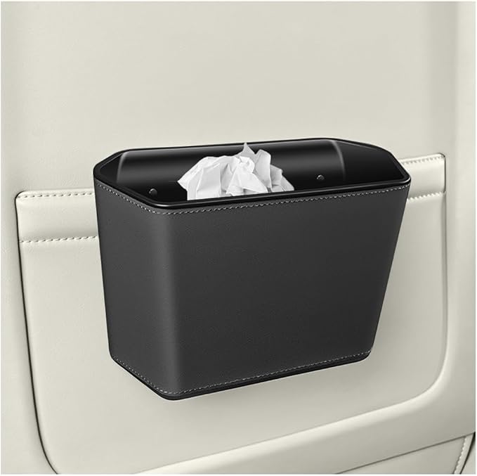 Car Trash Can, Small Waterproof Vehicle Trash Bin Garbage Container for Door Backseat, Multi-Purpose Automotive Interior Trash Bag Storage Organizer, Universal for Most Vehicles (Black)