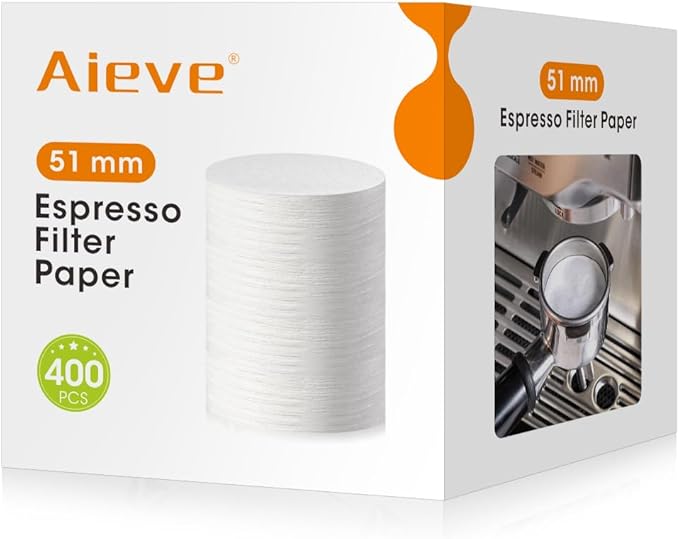 Aieve Espresso Paper Filter Compatible with Breville Barista Espresso Coffee Maker, 400 Pcs 51 mm Espresso Filter Puck Screen Portafilter Paper