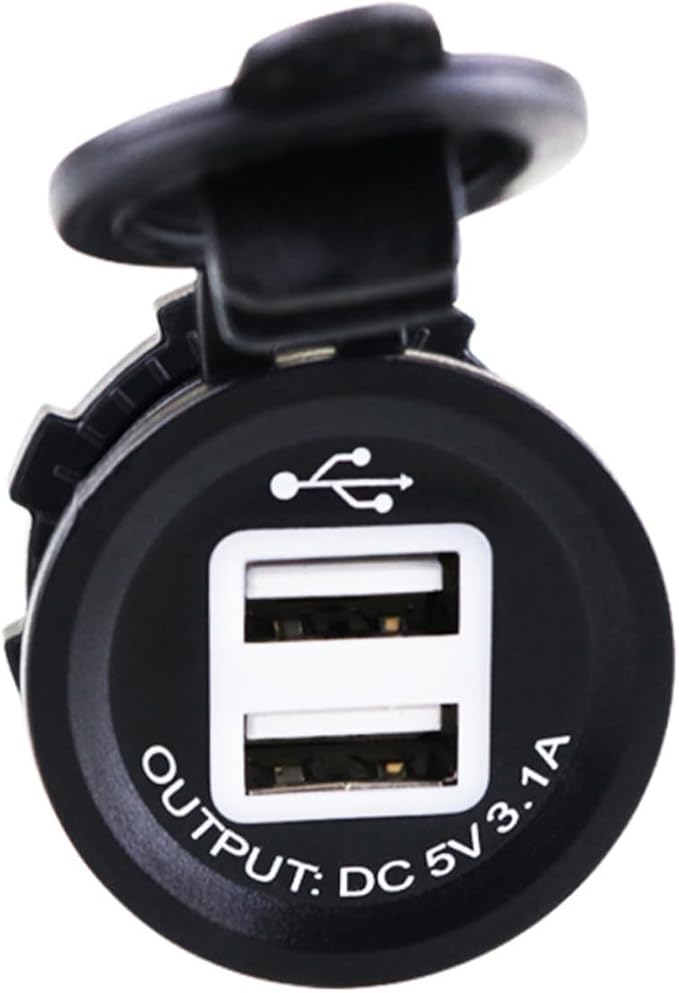 5v Dual USB Car and Motorcycle Charger Socket for Mobile Devices Suitable for Vehicles Powers Two Devices Simultaneously Indicator