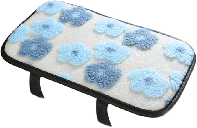 Plush Fleece Car Armrest Cover, Armrest Protection Cover with Side Storage Pockets, Armrest Seat Box Cover, Car Center Console Cushion Pad(blue)