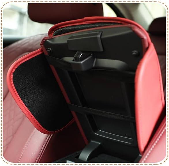 Car Center Console Cover for Jeep Compass 2006–2025 2026 MK/MP, Waterproof Anti-Scratch Leather Armrest Pad, Console Cushion with Side Storage Pocket, Soft Padding Auto Armrest Mat,E-Brown