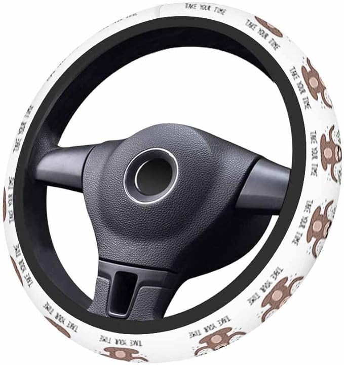 Sloth Elastic Steering Wheel Cover Cute and Green Leaves Steering Wheel Cover Anti Slip Protective Case Universal Stretch Steering Protector