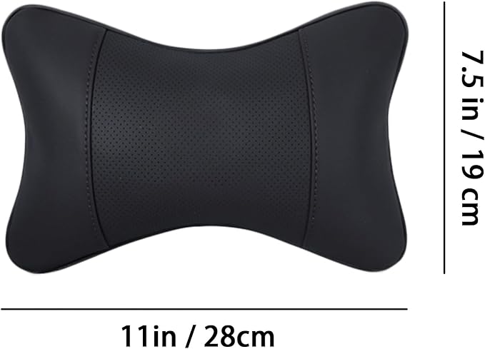 Car Pillow for Car Neck Pillow for Driving Seat Leather Neck Support Soft Cushion Back Support Head-Rests for Vehicle Sleeping with Elastic Adjustment Strap 2PCS(Neck, Black)