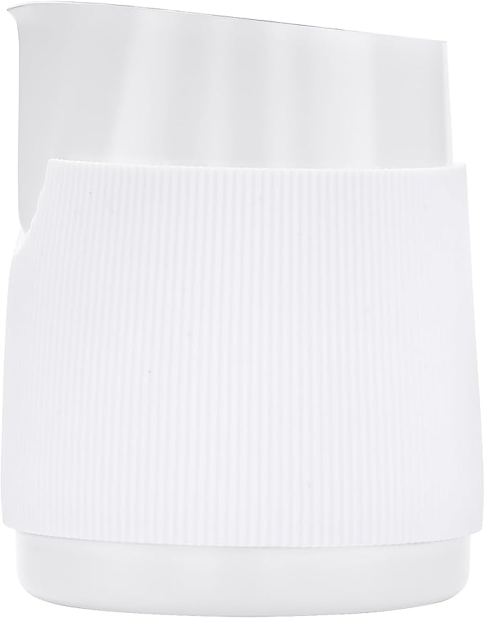 Normcore Handleless Milk Pitcher with Round Spout, Espresso Steaming Pitcher, 18/8 Stainless Steel Milk Frothing Jug, Coffee Cappuccino Latte Art Barista Cup, Non-stick coating White - 20.3oz / 600ml