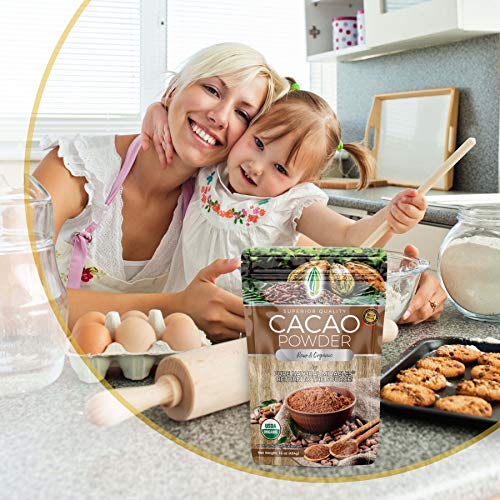 Pure Natural Miracles Cacao Powder - Organic, Raw, Unsweetened, Sugar Free Cocoa - Wild Chocolate Flavor - Perfect for Smoothies and Baking - 2 lb