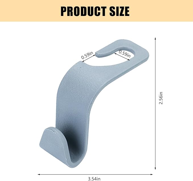 HZEL Car Seat Headrest Hook, 4PCS Vehicle Back Seat Hanger Hook for Purse Coat Umbrella, Multifunctional Auto Interior Storage Organizer Accessories, Universal for SUV RV Truck (Gray)